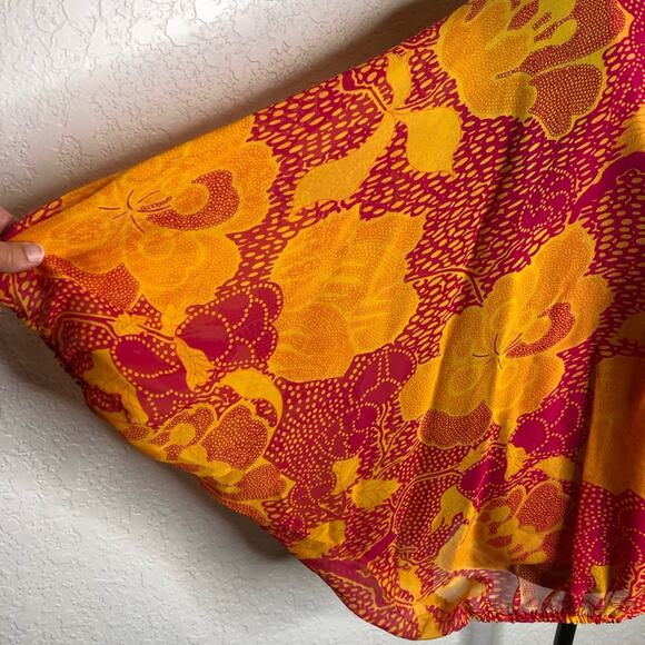 Diane von Furstenberg Emelia orange pink floral batwing silk top Medium NWOT - Picture 5 of 16